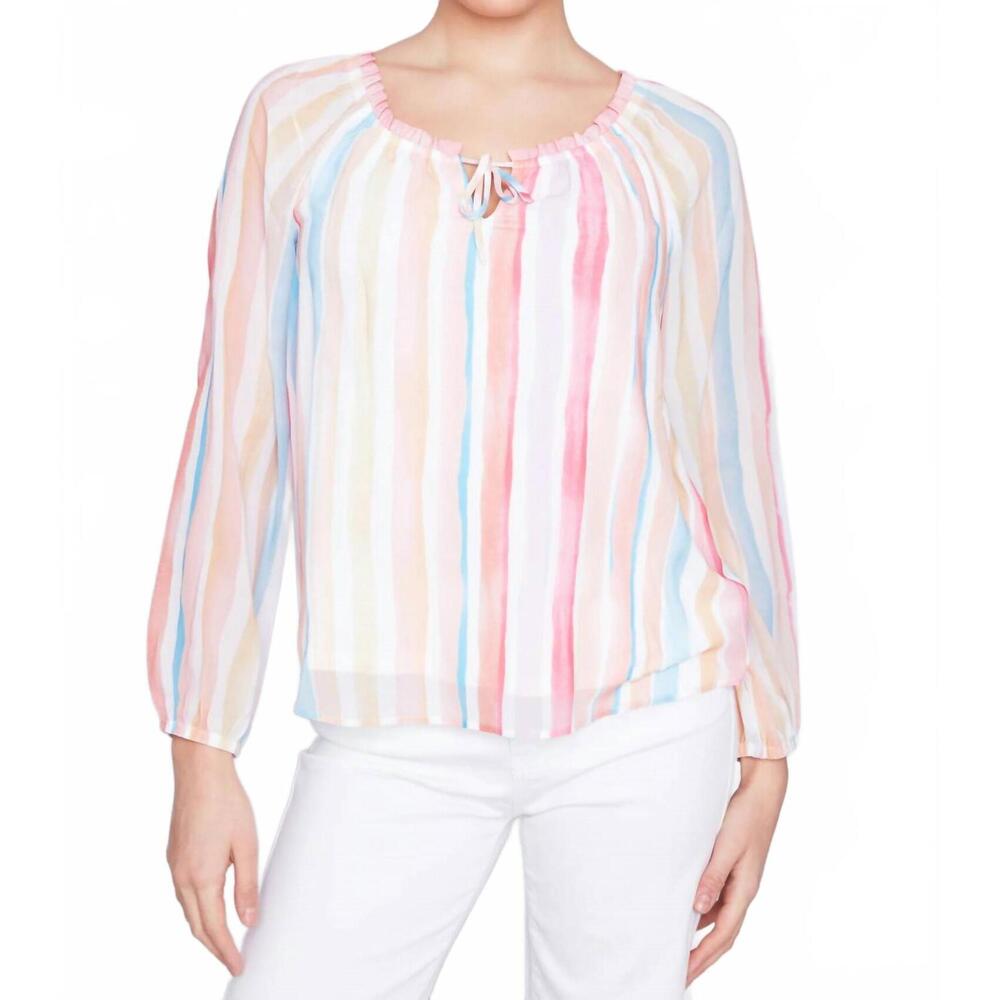 NEW CHARLIE B stripes chiffon blouse in pink /blue